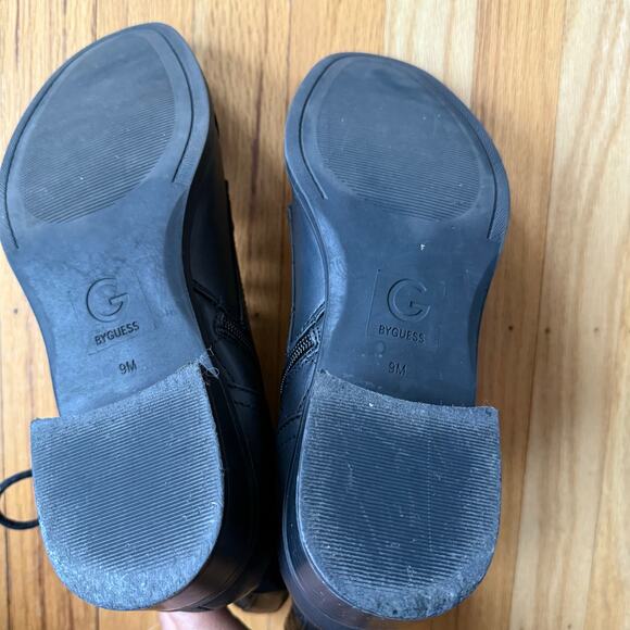 Guess Black Quilted Chain Lace Up Combat Boots Size 9 Grunge Utility Biker Moto - Picture 3 of 10